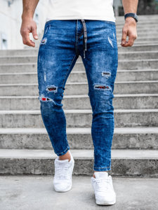 Bolf Herren Jeanshose regular fit Dunkelblau TF092