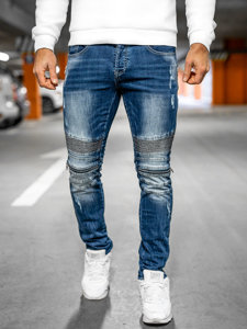 Bolf Herren Jeanshose slim fit Dunkelblau  MP007BS