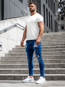 Bolf Herren Jeanshose slim fit Dunkelblau  TF249