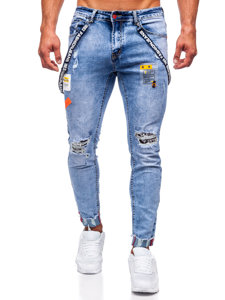 Bolf Herren Jeanshose slim fit mit Hosenträgern Blau  KS2102-2