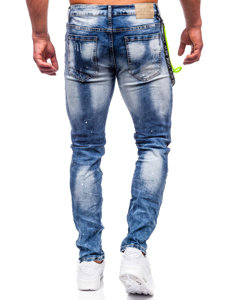 Bolf Herren Jeanshose slim fit mit Hosenträgern Dunkelblau  E7853