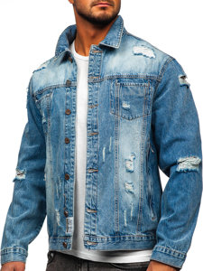 Bolf Herren Jeansjacke Azurblau  MJ501BC