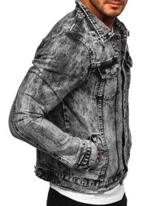 Bolf Herren Jeansjacke Grau  AK588