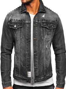 Bolf Herren Jeansjacke Schwarz  MJ504N