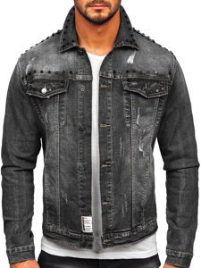 Bolf Herren Jeansjacke Schwarz  MJ504N