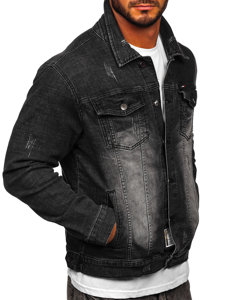 Bolf Herren Jeansjacke Schwarz  MJ525N