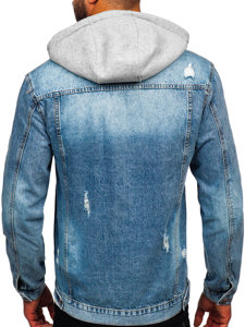 Bolf Herren Jeansjacke mit Kapuze Azurblau  MJ505BC