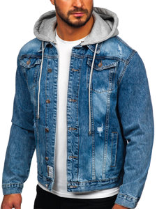 Bolf Herren Jeansjacke mit Kapuze Blau  MJ505B