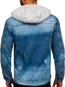 Bolf Herren Jeansjacke mit Kapuze Blau  MJ505B