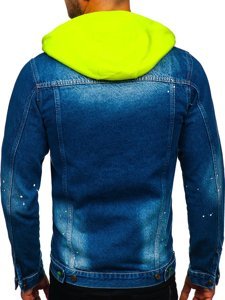 Bolf Herren Jeansjacke mit Kapuze Dunkalblau  1-2