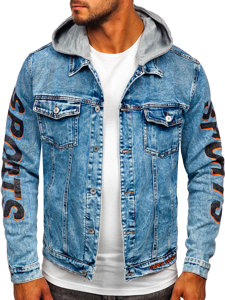 Bolf Herren Jeansjacke mit Kapuze Dunkelblau  HY959