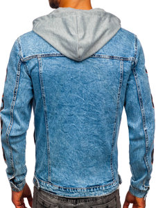 Bolf Herren Jeansjacke mit Kapuze Dunkelblau  HY959