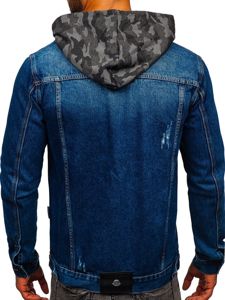 Bolf Herren Jeansjacke mit Kapuze Dunkelblau  RB9824-1