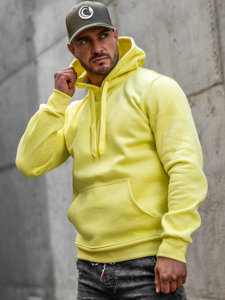 Bolf Herren Kapuzenpullover mit Kängurutasche Hell Gelb-Neon  2009A