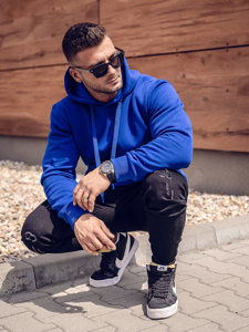 Bolf Herren Kapuzenpullover mit Kängurutasche Mittelblau  B1004