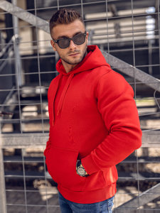 Bolf Herren Kapuzenpullover mit Kängurutasche Rot  B1004