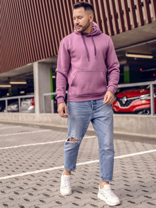 Bolf Herren Kapuzenpullover mit Kängurutasche Violett  B1004