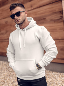 Bolf Herren Kapuzenpullover mit Kängurutasche Weiß  B1004