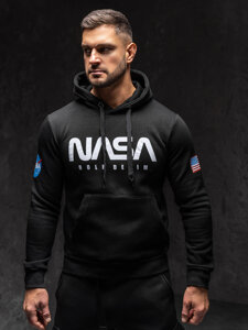 Bolf Herren Kapuzenpullover mit Kängurutasche mit Motiv Schwarz 146956B