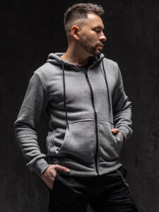 Bolf Herren Kapuzenpullover mit Motiv Dunkelgrau  HW2787A1