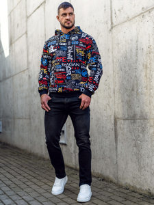 Bolf Herren Kapuzenpullover mit Motiv Schwarz  141000