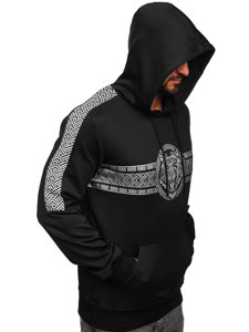 Bolf Herren Kapuzenpullover mit Motiv Schwarz  8B996