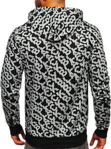 Bolf Herren Kapuzenpullover mit Motiv Schwarz-Grau  HW2320