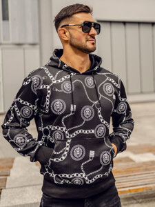 Bolf Herren Kapuzenpullover mit Motiv Schwarz  HM336