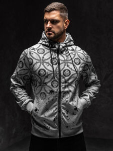 Bolf Herren Kapuzenpullover mit Reißverschluss Grau  27B8122A1