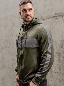 Bolf Herren Kapuzenpullover mit Reißverschluss Khaki  27B8121A