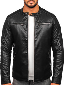 Bolf Herren Kunstlederjacke Biker Schwarz  11Z8001