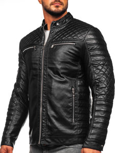 Bolf Herren Kunstlederjacke Biker Schwarz 11Z8002