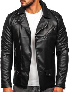 Bolf Herren Kunstlederjacke Biker Schwarz  11Z8014