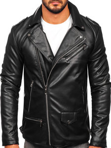 Bolf Herren Kunstlederjacke Biker Schwarz  11Z8014