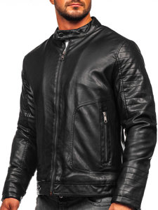 Bolf Herren Kunstlederjacke Biker Warm Gefüttert Schwarz  92531