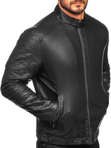 Bolf Herren Kunstlederjacke Biker Warm Gefüttert Schwarz  92535