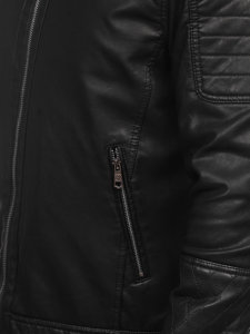 Bolf Herren Kunstlederjacke Biker Warm Gefüttert Schwarz  92535