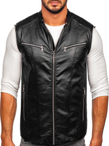 Bolf Herren Kunstlederjacke Biker mit abnehmbaren Ärmeln Schwarz  11Z8011