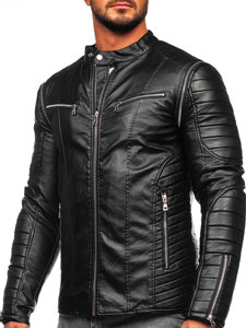 Bolf Herren Kunstlederjacke Biker mit abnehmbaren Ärmeln Schwarz  11Z8011