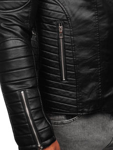 Bolf Herren Kunstlederjacke Biker mit abnehmbaren Ärmeln Schwarz  11Z8011