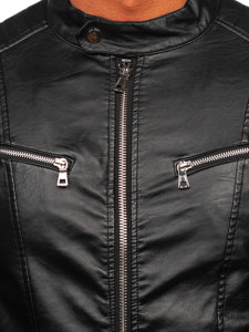 Bolf Herren Kunstlederjacke Biker mit abnehmbaren Ärmeln Schwarz  11Z8011