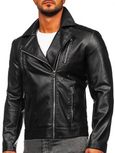 Bolf Herren Kunstlederjacke Bikerjacke Schwarz 11Z8056