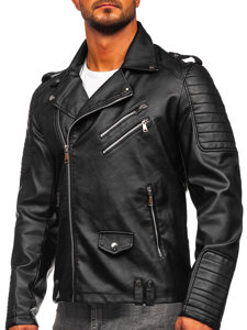 Bolf Herren Kunstlederjacke Bikerjacke Schwarz 11Z8065