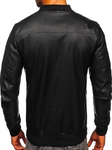 Bolf Herren Kunstlederjacke Bomber Jacke Schwarz  HK05