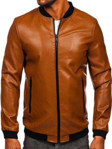 Bolf Herren Kunstlederjacke Bomberjacke Camel  11Z8107