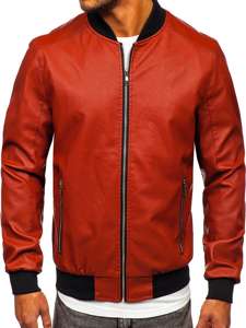 Bolf Herren Kunstlederjacke Bomberjacke Orange  1147