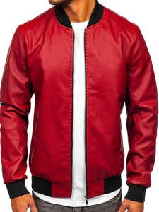 Bolf Herren Kunstlederjacke Bomberjacke Rot  1147