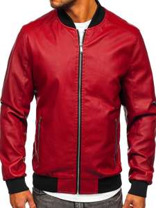 Bolf Herren Kunstlederjacke Bomberjacke Rot  1147