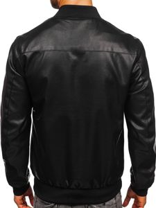 Bolf Herren Kunstlederjacke Bomberjacke Schwarz  1147