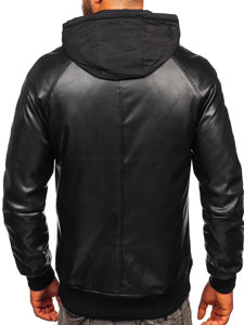 Bolf Herren Kunstlederjacke Bomberjacke Schwarz  11Z8004